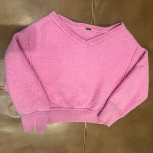 Free People Cropped Pink Sweater